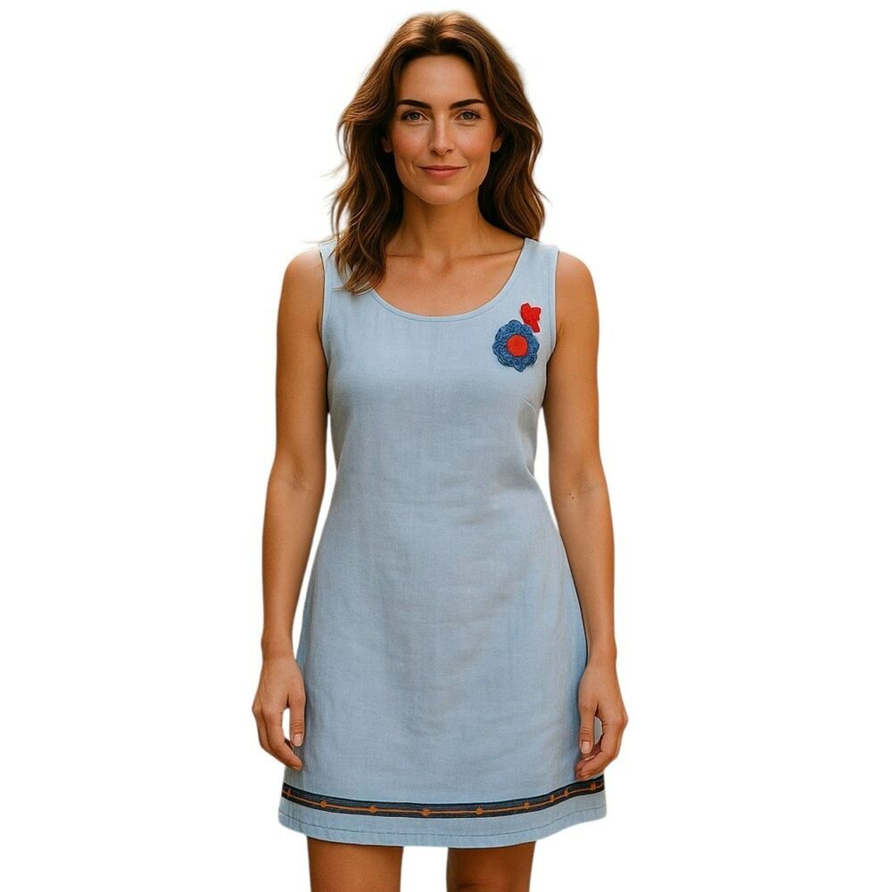 Kiko  Clothing Dress Women Size M Blue100% Linen Brand New Y2K  #20